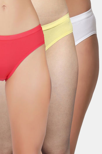 Buy Bleeding Heart Medium Rise Full Coverage Bikini Panty (Pack of 3) - Multicolor